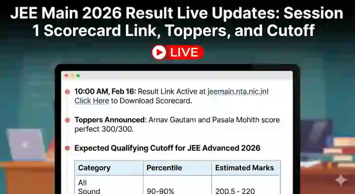 JEE Main Result 2026 Live: Session 1 Link, Cutoff & Toppers
